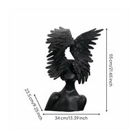 Winged Bust Modern Style Angel Head Sculpture Artistic Design Female Bust Statue for Office