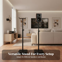 Heavy Duty Metal Construction Bookshelf Speaker Stand Shock Absorbing Bookshelf Speaker Floor Stand Vibration Reduction Easy Assembly for Audiophiles, Home Theater Enthusiasts, Music Producers