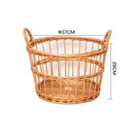 Natural Handwoven Willow Basket Rustic Wicker Storage Basket Cylindrical Lightweight for Laundry, Living Room, Bedroom