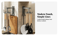 Drilltool-Less Rotating Kitchen Hook Rack Aluminum Alloy 6-Hook Utensil Rack Space-Saving