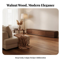 Mid-Vintage Contemporary Television Stand Sturdy Construction Walnut Finish TV Console No Formaldehyde Walnut Entertainment Cabinet