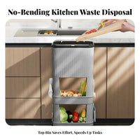 Kitchen Trash Can with Shelves Sliding Lid Rolling Storage Cart with Trash Bin Mobile Garbage Can Trolley High Capacity