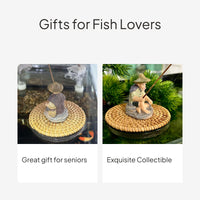 Floating Fisherman Aquarium Decor with Feeder Base