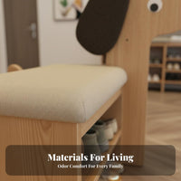 Multi-Functional Design Dog-Shaped Changing Stool Padded Seat Cushisingled Shoe Storage Bench Soft Cushion Household Furniture High Load Capacity for Pet Lovers, Apartment Dwellers, Entryway, Hallway, Mudroom, Living Room