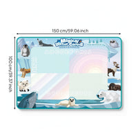 Messmessless Water Drawing Mat with Pens Lightweight Water Doodle Mat with Stamps Wipe-Clean Learning Toy Outdoor for Toddlers, Floor Play
