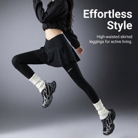 Gym Leggings with Skirted Overlay and High Waist for Women, Workout with Side Pockets, Fleece Lined Compression Material