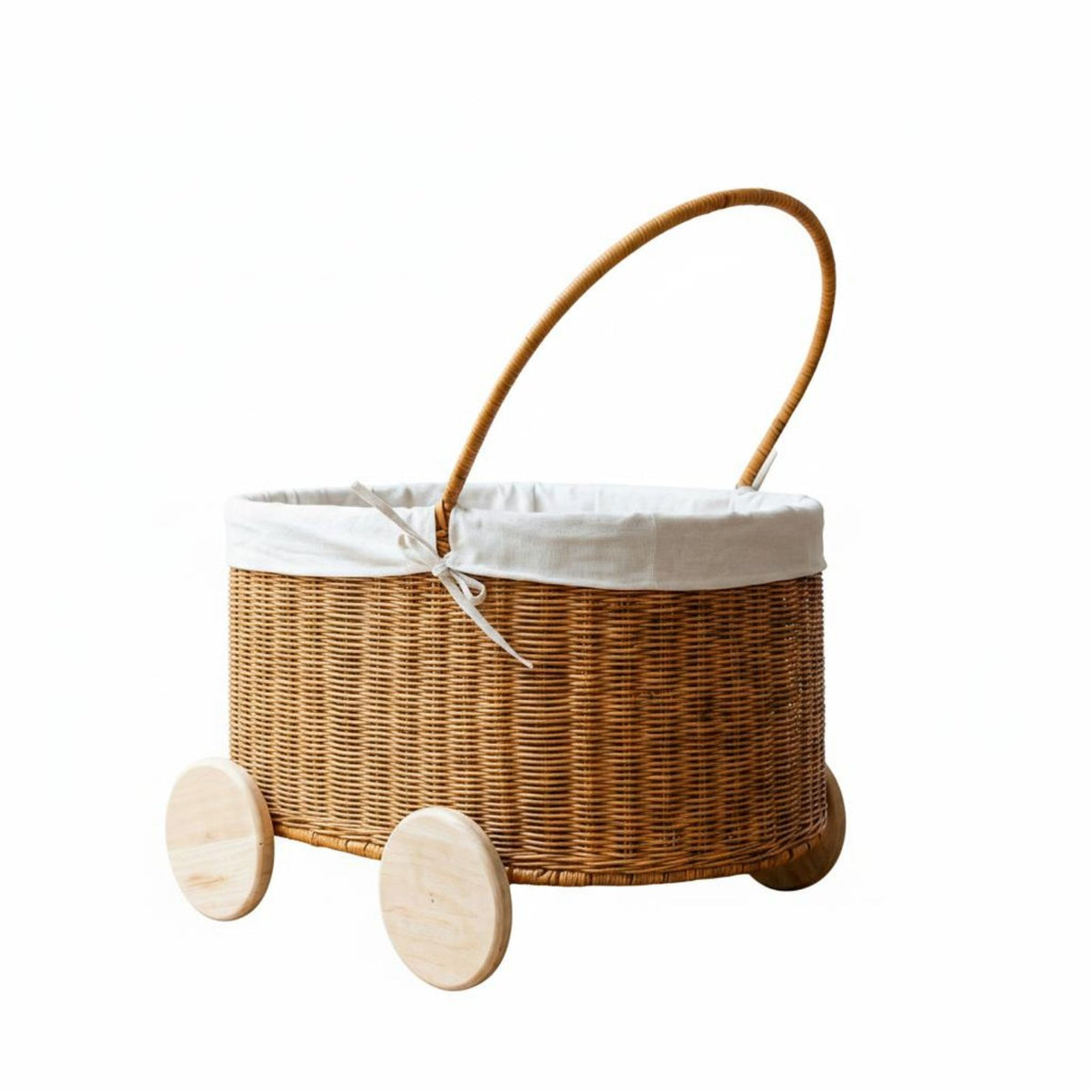 Wicker Toy Cart Handwoven Toy Storage Cart with Wheels Storage Basket with Wheels for Kids