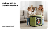 Large Capacity Foldable Frontopening Box hinged lid Toy Chest foldable Design Organizer container flexible for Families, Parents, Living Room, Playroom, Bedroom, Nursery