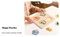 Fine Manual Skills Development Wooden Shape Peg Game Large Easy-Grip Pegs Wooden Creature Peg Game Natural Wood for Preschoolers, Preschool