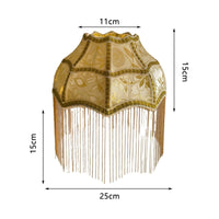 Warm Ambient Light Golden Foil Lampshade Decorative Gold Beaded Chandelier Shade Easy to Install Fringed Hanging Shade Vintage Design for Restaurant, Living Room, Study