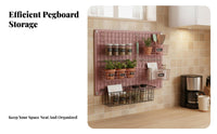 Grid Wall Storage Basket Multi-Functional Grid Panel Hanging Basket Space-Saving Hanging Metal Holder for Retailers, Students, Kitchen, Office