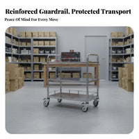 Stainless Steel Rolling Cart Silent Movement Stainless Steel Utility Cart Cosmetology Studio Trolley Sturdy Duty Construction