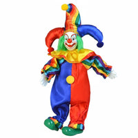 Porcelain Clown Doll Colorful Costume Hand Painted Clown Figurine Handmade Doll for Collectors, Home Decor