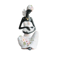 African Mother Figurine Hand-Painted Mother and Infant Statue Resin Woman Figurine with Infant for Parent, Art Collectors, Office Desk