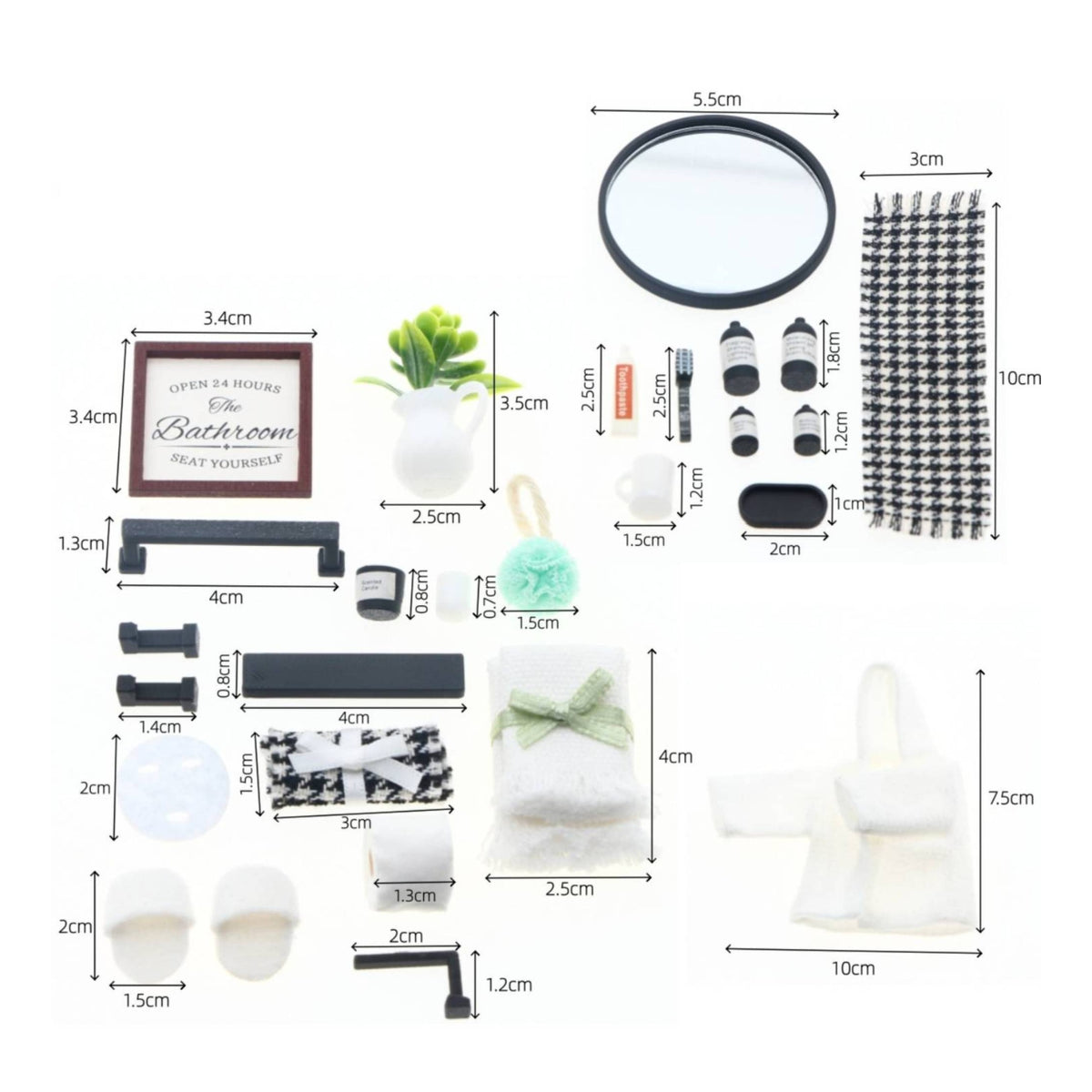 Miniature Bathroom Set White Miniature Furniture with Bathtub Elegant