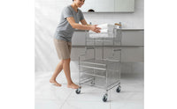 Floor Standing Stainless Steel Laundry Basket Mobile Rolling Laundry Hamper Rust Proof Home Organizer Easy to Clean