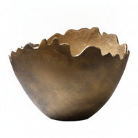 Bowl with Rim Cast Aluminum Decorative Bowl Sculptural for Living Room
