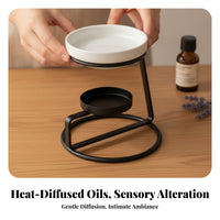 Fragrance Warmer with Ceramic Bowl | Space-Saving Minimalist Design, meltable tart Melt Burner with Metal Stand, for Living Room
