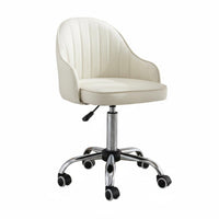 360-Degree Swivel Upholstered Rolling Chair Curved Back Support Desk Seat Ergonomic Design Seating Furniture Height Adjustable for Students, Office Workers, Adults, Study Room, Bedroom, Dormitory, Makeup Area