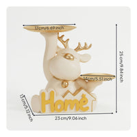 Gold-Accented Deer Figurine with Trays Modern Animal Storage Ornament Small Deer Statue with Tray Cute for Entryway