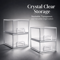 Drawer Storage Organizer, Clear Acrylic Stackable Design, Vanity Table Makeup and Jewellery Bathroom Drawers Unit