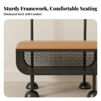 complete Design Coat Rack with Shoe Bench Multi-Functional unobstructedstanding Rack with Bench and Shoe Shelves Space-Saving Entryway Furniture Creamy aesthetic for Apartment Dwellers, Homeowners, Families, Hallway, Mudroom, Living Room, Bedroom