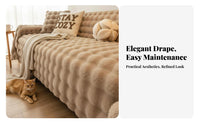 Scratch Resistant Wavy Velvety Fabric Sofa Cover Thickened Pet-Friendly Couch Blanket Winter Warm Home Nishing Soft and Comfortable for Dog Owners, Families, Homeowners, Living Room, Bedroom, on the Floor