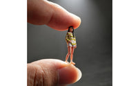 1/64 Striped long-sleeved girl Tiny Standing Figurine Decorative Toy for Hobbyists, Diorama