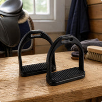 Textured Grip Black Resin Stirrup Rectangular Footbed Children's Stirrup Curved Arch Kids Western Stirrups Anti-Slip for Saddle