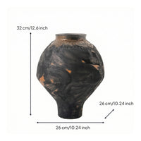 Ceramic Vase Textured Ceramic Vase with Narrow Neck Distressed Narrow-Neck Cuello Estrecho for Bookshelf