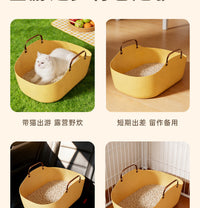 Extra Large Portable Cat Litter Box with Handle, High Sides, Anti-Splash, Travel Cat Toilet