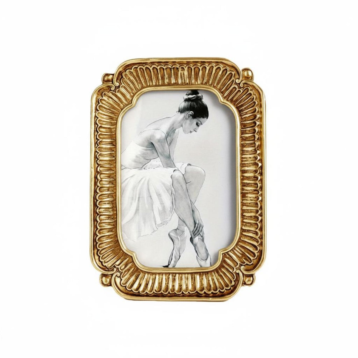 Light Luxury Ornate Resin Photo Frame Safeguard Glass Front Ornate Baroque Photo Frame Double-Sided Display Home Decor for Living Room, Bedroom, Office, Desktop