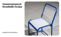 Cool and Breathable Woven Cord Factory Chair Wear-Resistant Workplace Furniture Sturdy Frame Workshop Stool High Load-Bearing for Sewing Machine Operators, Manual Laborers