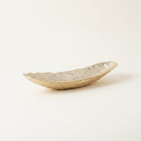Hammered Metal Tray Polished Long Narrow Tray Sculptural for Coffee Table