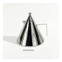Kettle with Ball Finial Reflective Metal Kettle Figurine Minimalist Ornament for Living Room