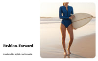 Long Sleeve Single-Piece Swimsuit Sun Protection women's Surfing Figure Suit Long Sleeve Zip Front Swimsuit Quick-Drying