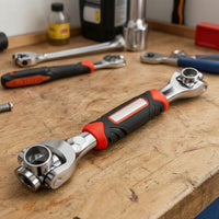 8-in-1 Ratchet Wrench with Rotating Head Double-Ended Ratchet Wrench Pivoting Hand Tool Magnetized for Mechanics, Diyers, Automotive Repair, Tight Confined Areas, Garage