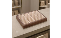 Rectangular Compartmented Jewelry Tray Brown Wood-Grain Wooden Jewelry Tray Felt-Like Accessory Storage Easy to Organize