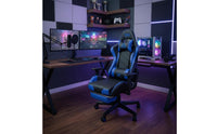 Adjustable Height Gaming Chair 360-Degree Swivel Blue and Black Gaming Chair Effortless-Rolling Wheels Support for Gamers, Streamers, Internet Cafe