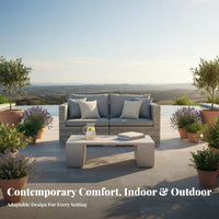 4 Pieces Weather-Resistant 4-Piece Woven Seating collection long-lasting Frame Patio Conversation Set Thick paddings Outdoor Furnishing Easy to Clean for Garden aficionados, hosts, Terrace, Backyard, Balcony, pool area