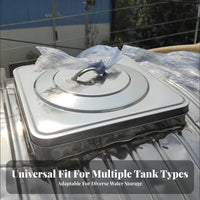 Stainless Metal Water Reservoir Cover Thickened Material Square Water Tank Lid Weather-Resistant Bulk Storage Container Lid for Outdoor, Warehouses
