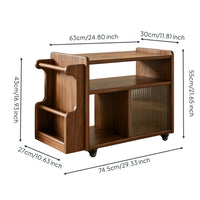 Solid Wood Mobile Side Table with Shelves Compact Rolling Side Table Space-Saving Rolling Utility Cart Multipurpose for Homeowners