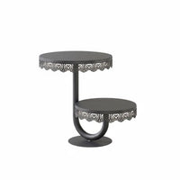 Lace Border 2 Tier Dessert Stand Multi-Functional Tiered Serving Stand Metal Food Display Rack for Wedding, Afternoon Tea, Party, Buffet