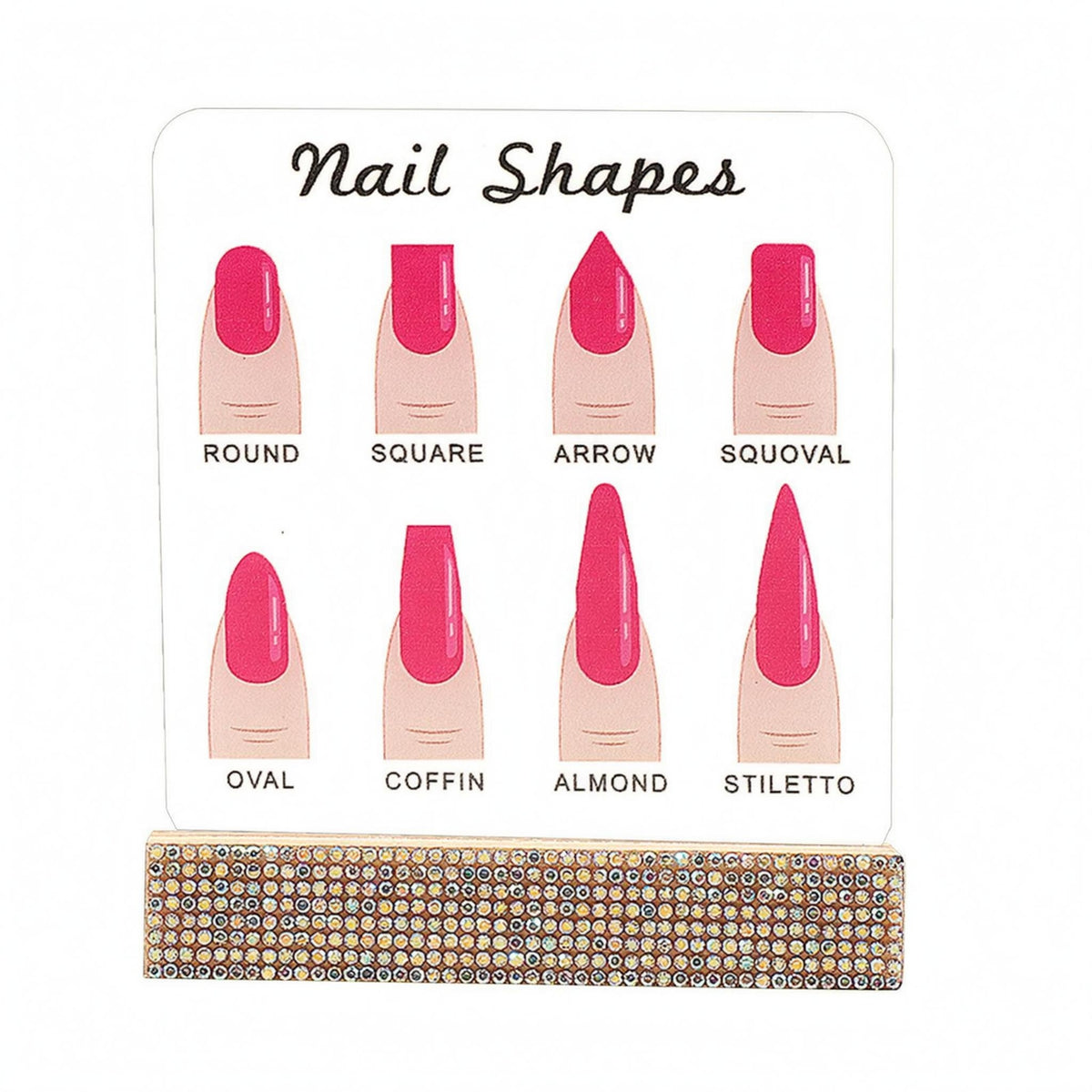 Rhinestone Nail Shape Chart Printed Acrylic Nail Display Stand Decorative Clear Acrylic Display for Manicurists