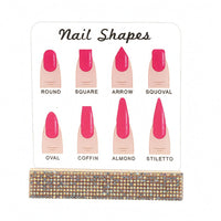 Rhinestone Nail Shape Chart Printed Acrylic Nail Display Stand Decorative Clear Acrylic Display for Manicurists