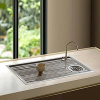 Tea Making Coffee Pour Over Drain Rack Over the Sink with Faucet Opening Stainless Steel Beverage Tray with Cup Rinsing Device for Baristas, Cafes, Home Beverage Stations