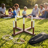 Wooden Hoop Toss Set Rustic Hoop Toss Game Scoreboard Yard Pastime