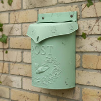 Wall Mount Mailbox Distressed Finish Vintage Wall Mailbox Weather Resistant European Design Post Box for Outdoor, Front Porch, Entryway