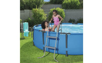 Above Ground Pool Ladder Gray Pool Ladder with Steel Frame Stable for Backyard