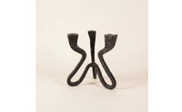 Three-Prong Candle Holder Nordic-Style Geometric Candle Holder Metal-Look Sculpture for Entryway Console